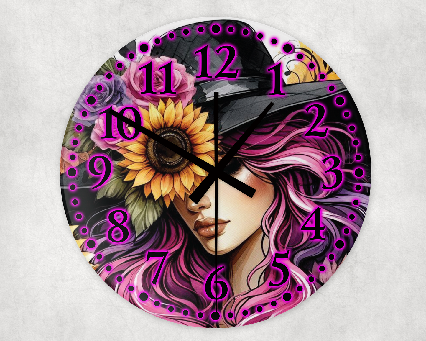 Pink Sunflower Clock