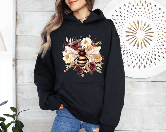 Floral Bee Burgandy